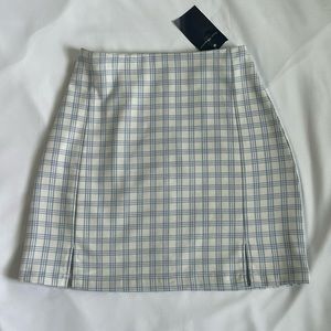 Brandy Melville Light Blue White Plaid Mini Skirt OS
